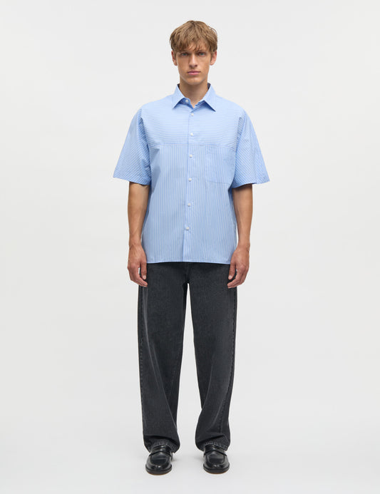 Prime Cotton Poplin Breuer Shirt, White/Bright Cobalt Stripe