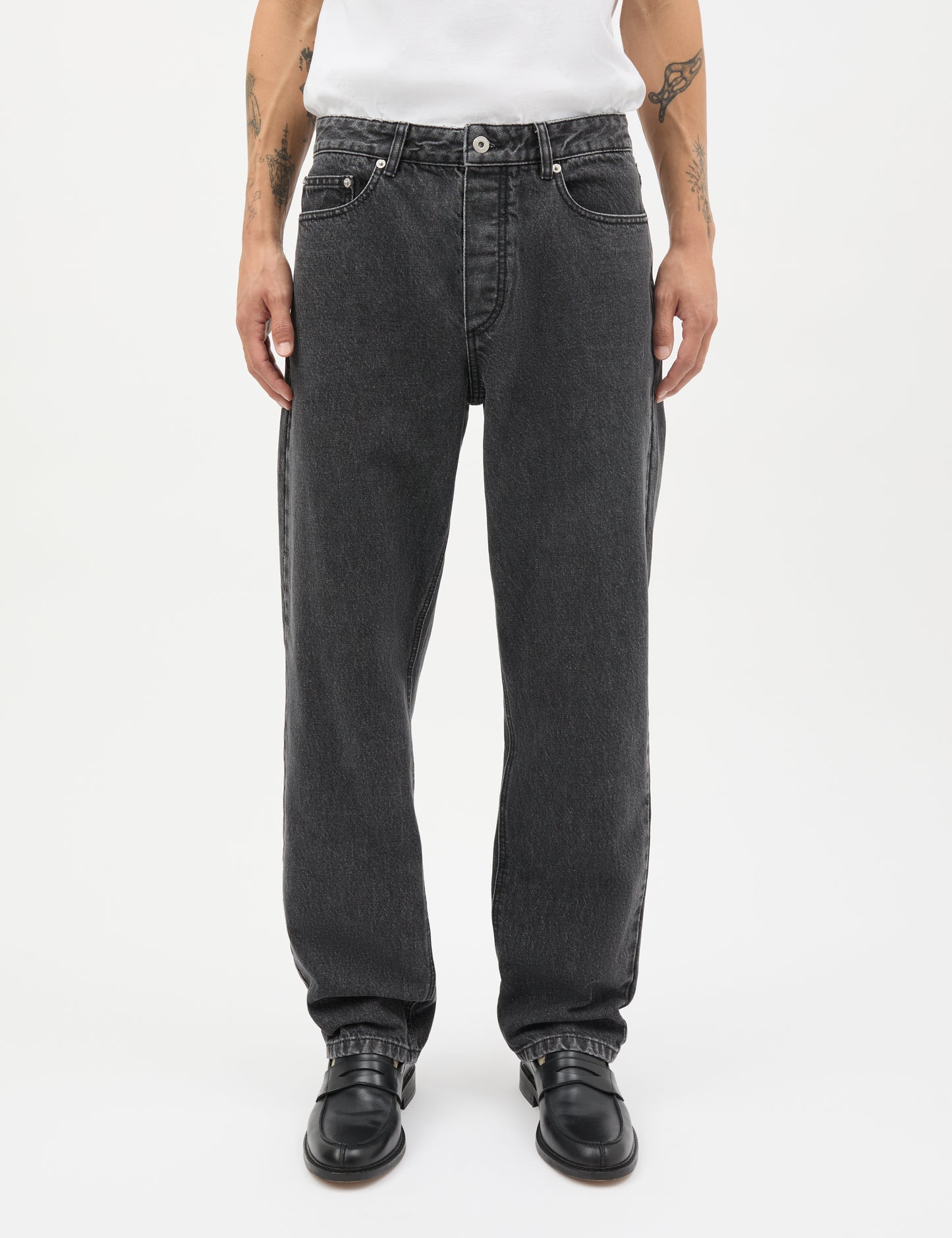 Arizona Black Denim Coen Jeans, Black Grey Stone Wash