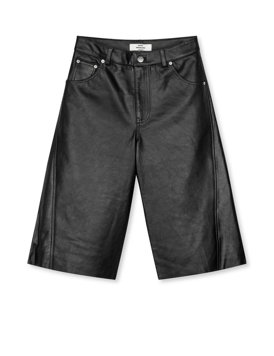 Shiny Leather Robyn Shorts, Black