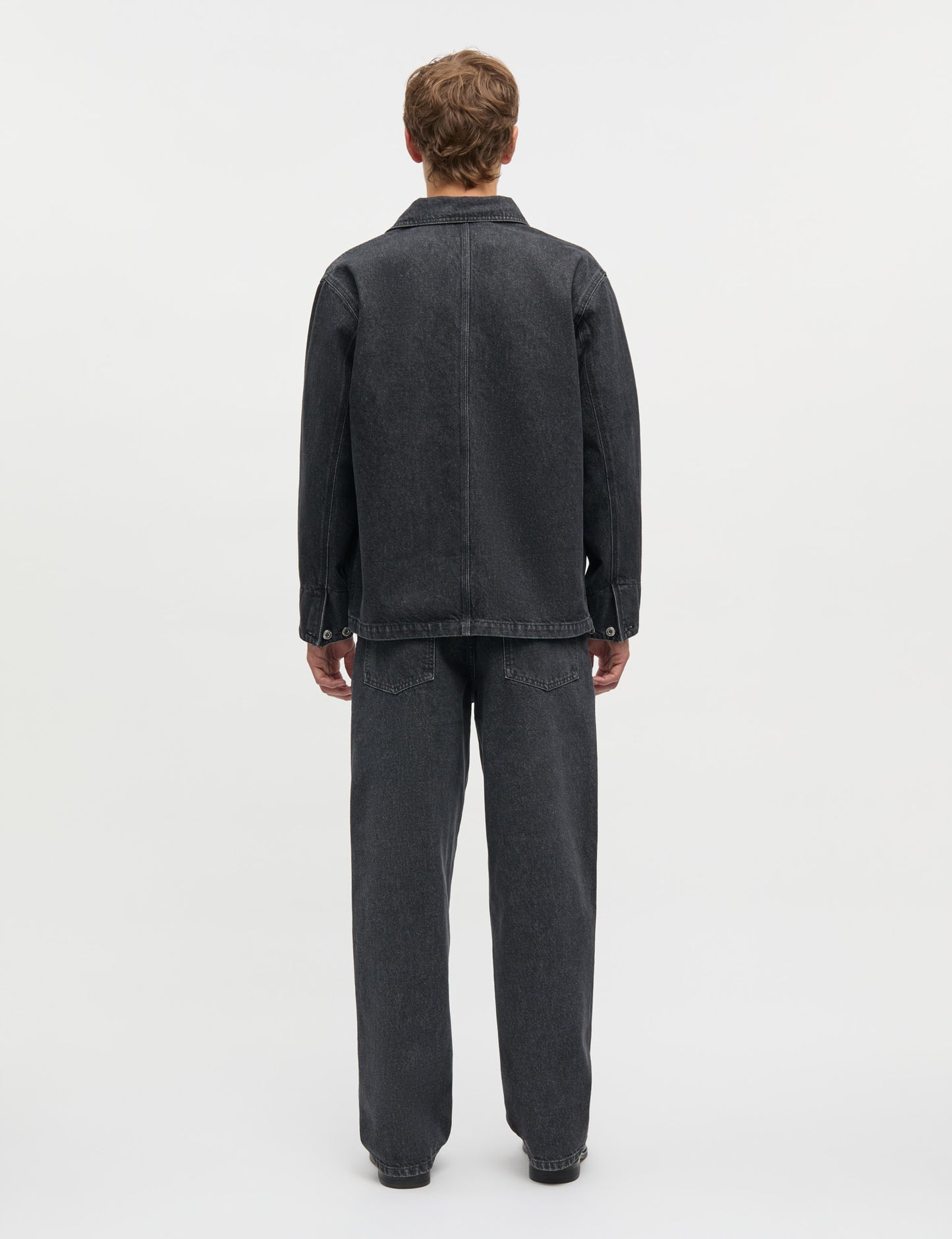 Arizona Black Denim Chore Jacket, Black Grey Stone Wash