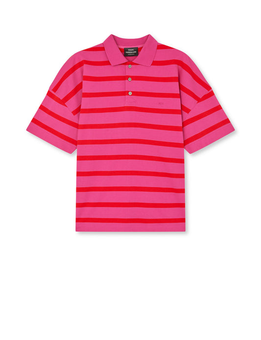 Light Terry Polo ST Tee, Raspberry Rose/Fiery Red ST.