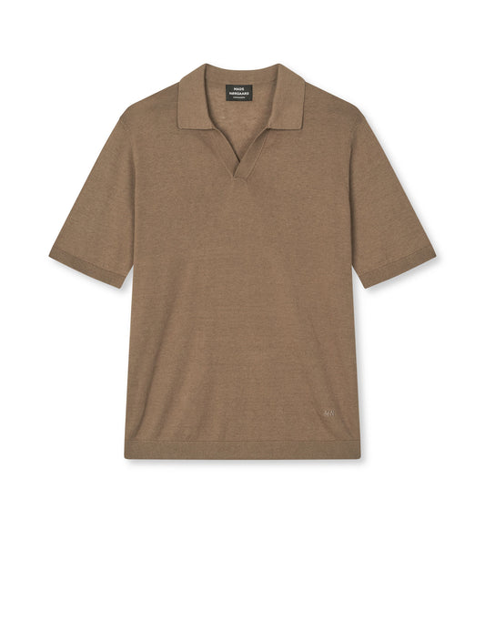Cotton Lino Theo Polo Knit, Walnut