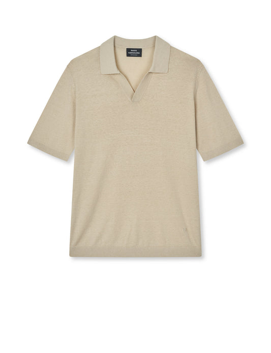 Cotton Lino Theo Polo Knit, Castle Wall