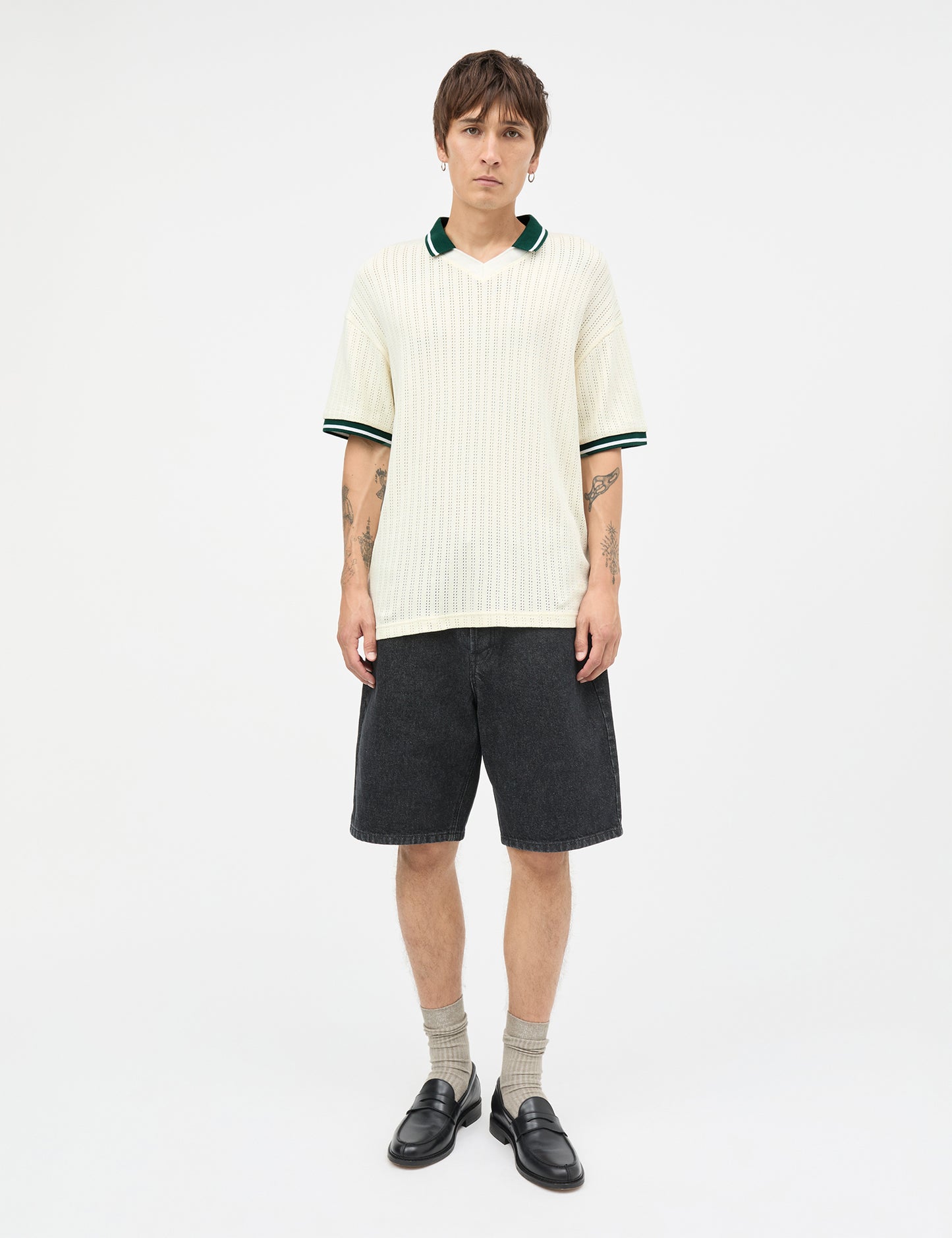 Arizona Black Denim Coen Shorts, Black Grey Stone Wash