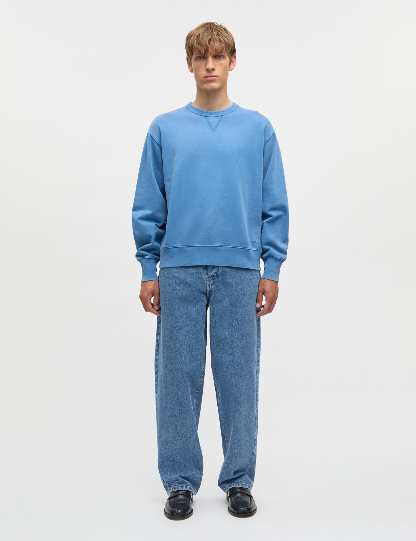 Compact Cotton Crew Sweat, Bright Cobalt