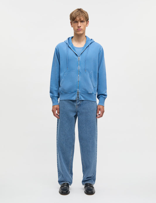 Compact Cotton Zip Hoody, Bright Cobalt