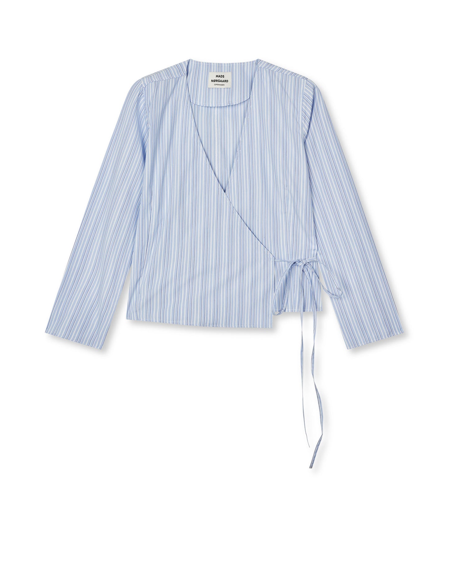 Mia Poplin Pam Wrap Top, Pinstripe/Provence