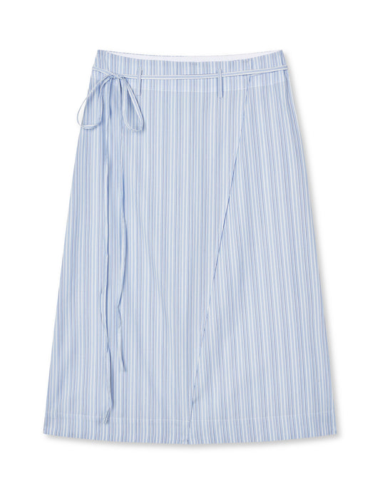 Mia Poplin Marty Wrap Skirt, Pinstripe/Provence