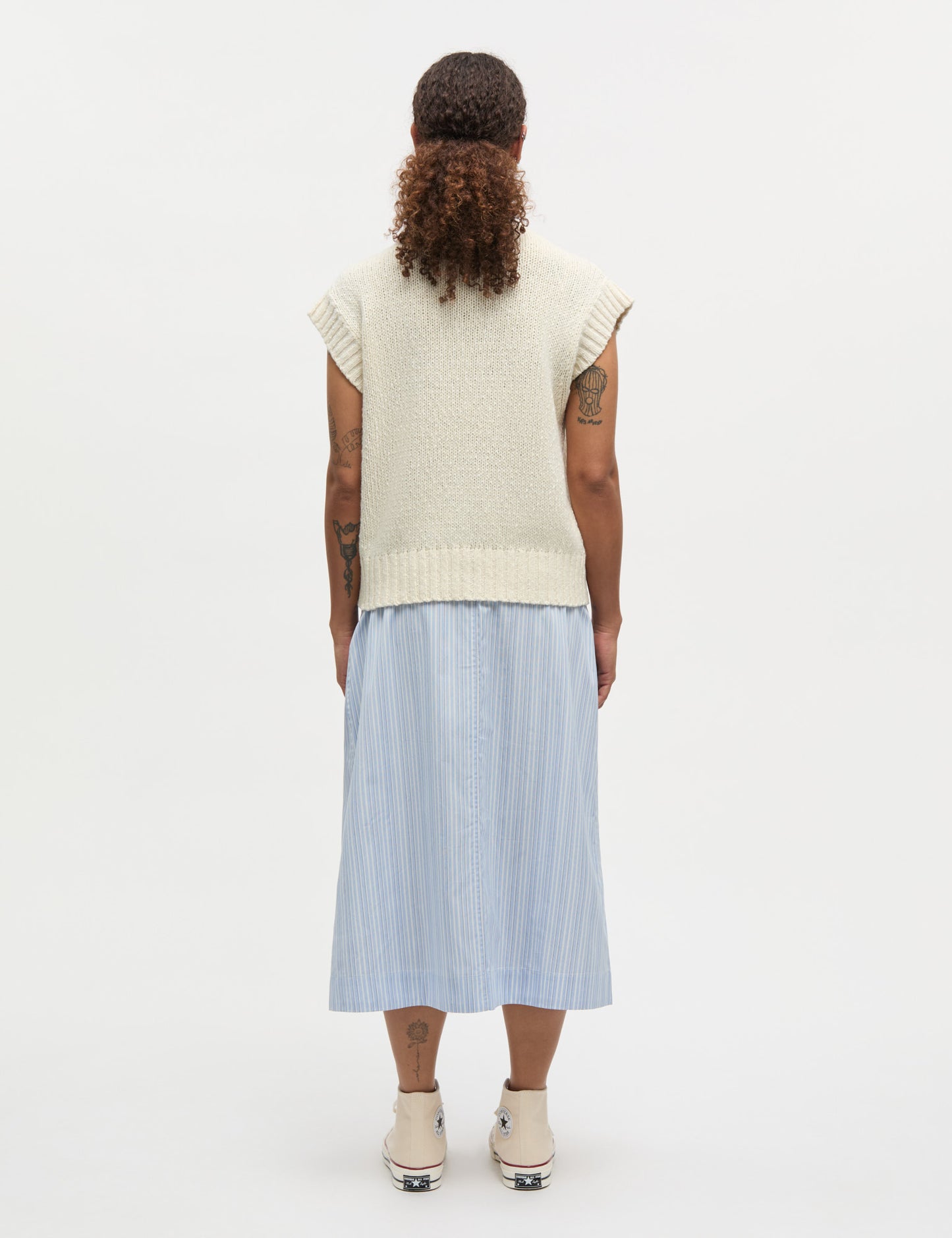 Mia Poplin Marty Wrap Skirt, Pinstripe/Provence