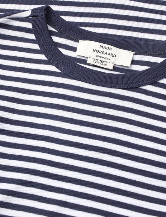 Grace Jersey Stripe Camille Tee LS, Sky Captain/White