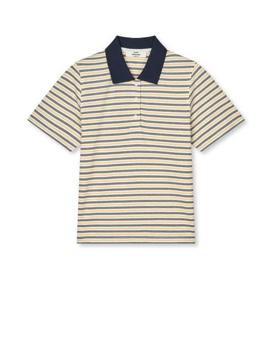 Light Terry Marlo Polo Tee, Vanilla Ice/Sky Captain/Zinnia