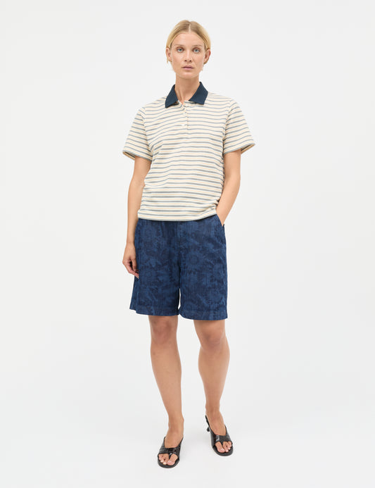 Light Terry Marlo Polo Tee, Vanilla Ice/Sky Captain/Zinnia