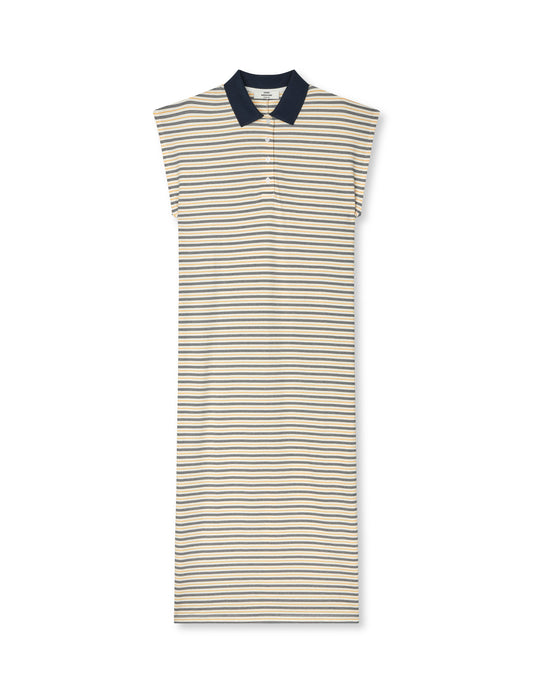 Light Terry Polly Dress, Vanilla Ice/Sky Captain/Zinnia