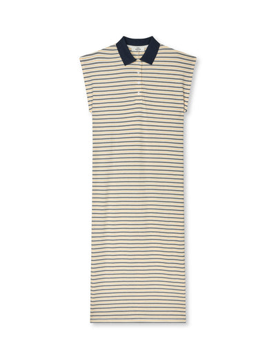 Light Terry Polly Dress, Vanilla Ice/Sky Captain/Zinnia