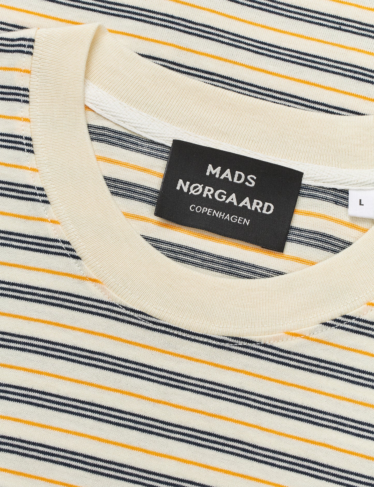 Cotton Jersey Stripe Frode Tee, Vanilla Ice/Sky Captain/Zinnia