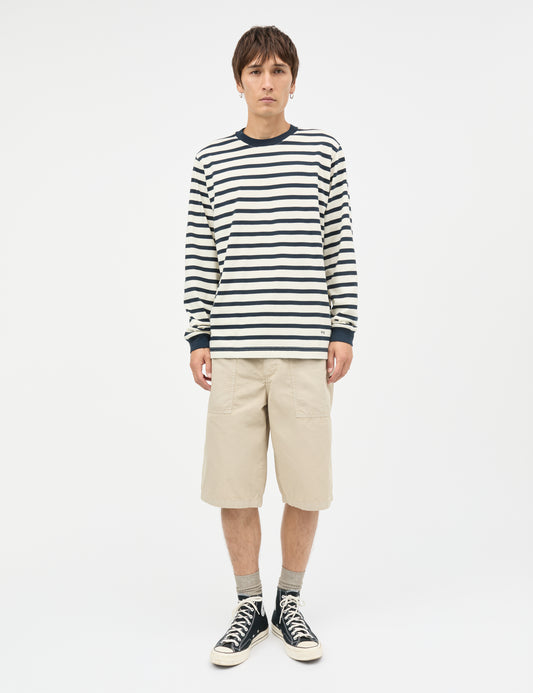 Cotton Jersey Stripe Frode Tee LS, Vanilla Ice/Sky Captain