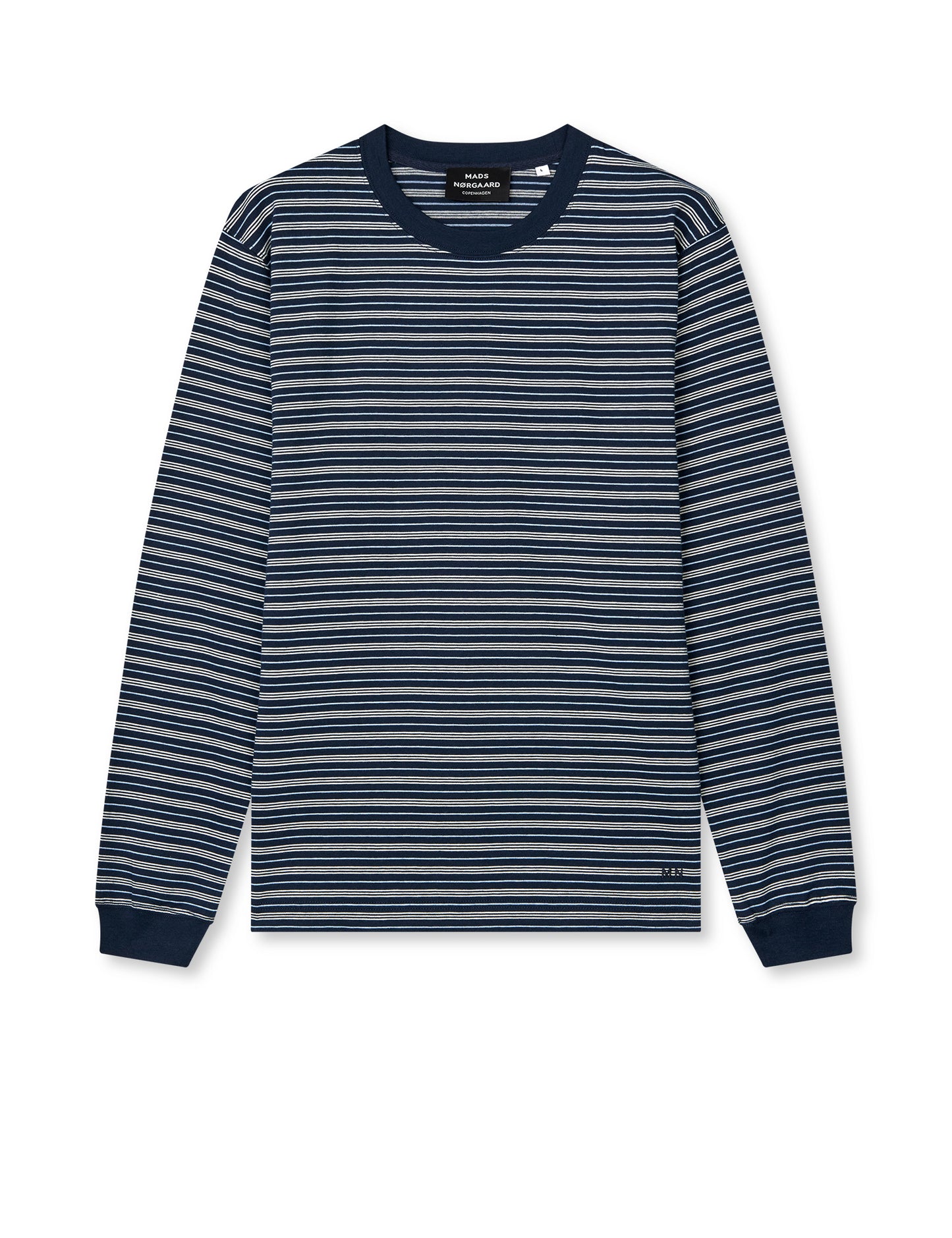 Cotton Jersey Stripe Frode Tee LS, Sky Captain/Vanilla Ice/Cashme