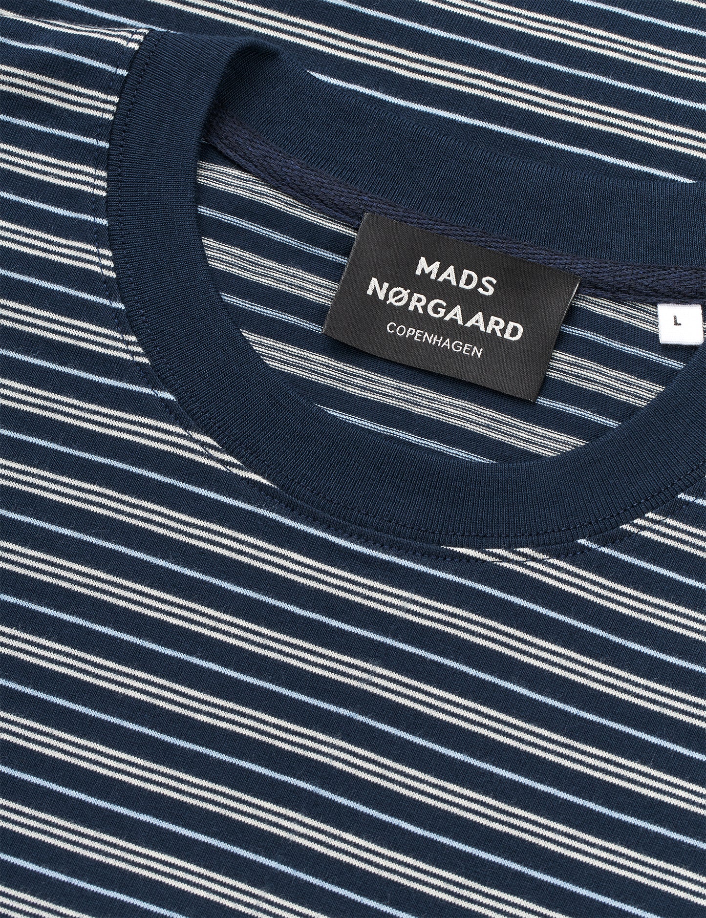 Cotton Jersey Stripe Frode Tee LS, Sky Captain/Vanilla Ice/Cashme