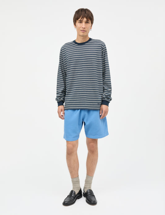 Cotton Jersey Stripe Frode Tee LS, Sky Captain/Vanilla Ice/Cashme