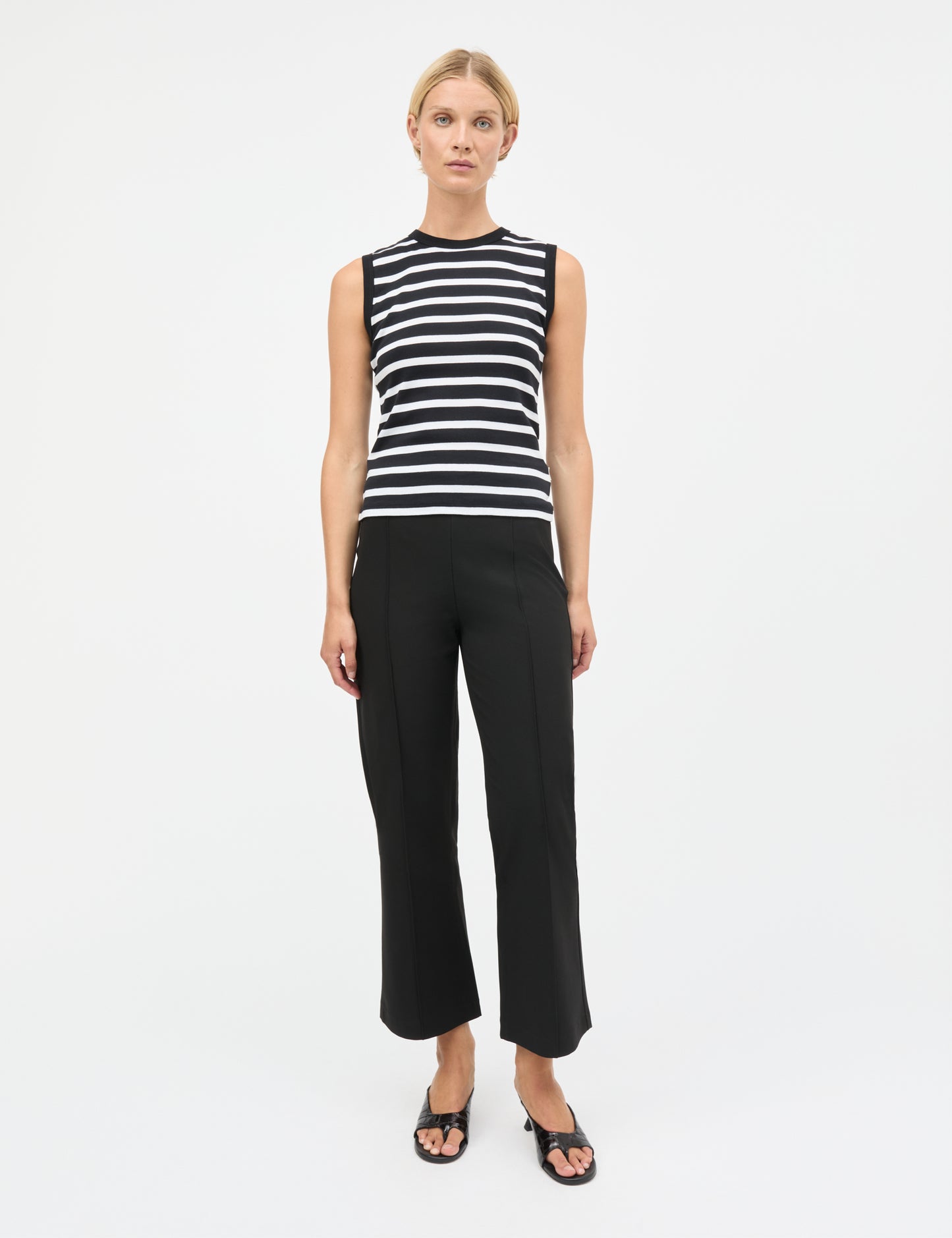 Grace Jersey Stripe Lea Top, Black/White