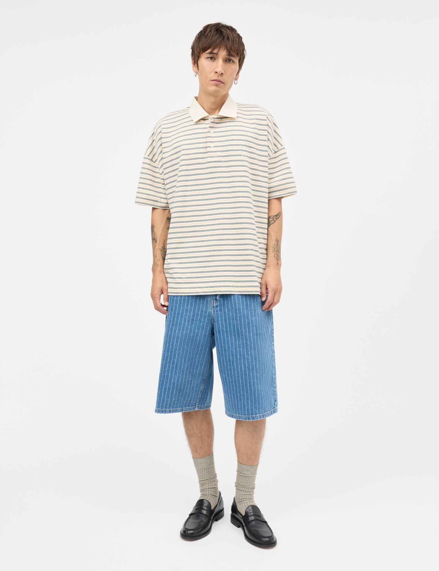 Light Terry Polo SS ST  Tee, Vanilla Ice/Sky Captain/Zinnia