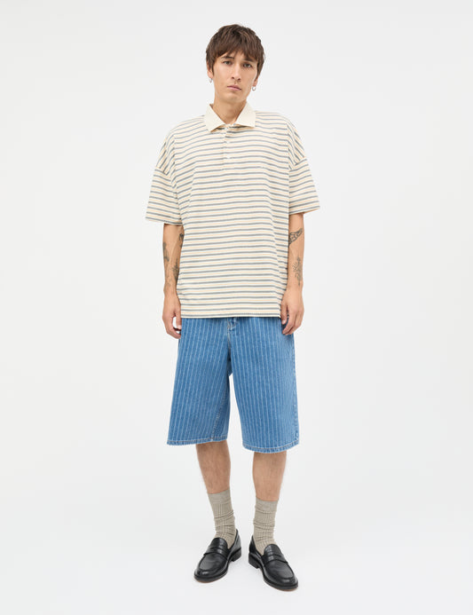 Light Terry Polo SS ST  Tee, Vanilla Ice/Sky Captain/Zinnia