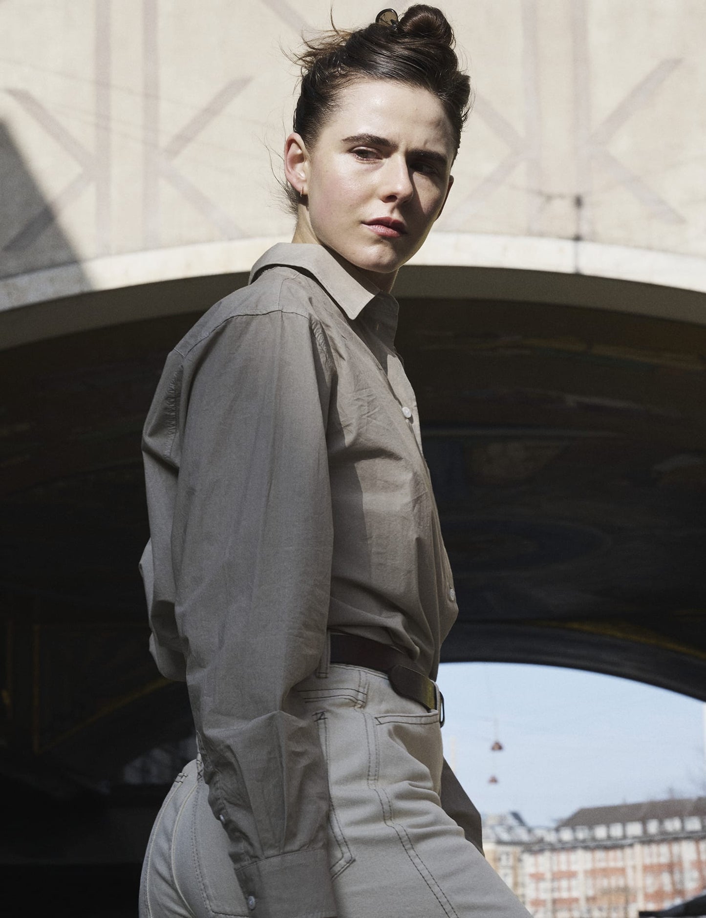 Crispy Poplin Carol Shirt, Plaza Taupe