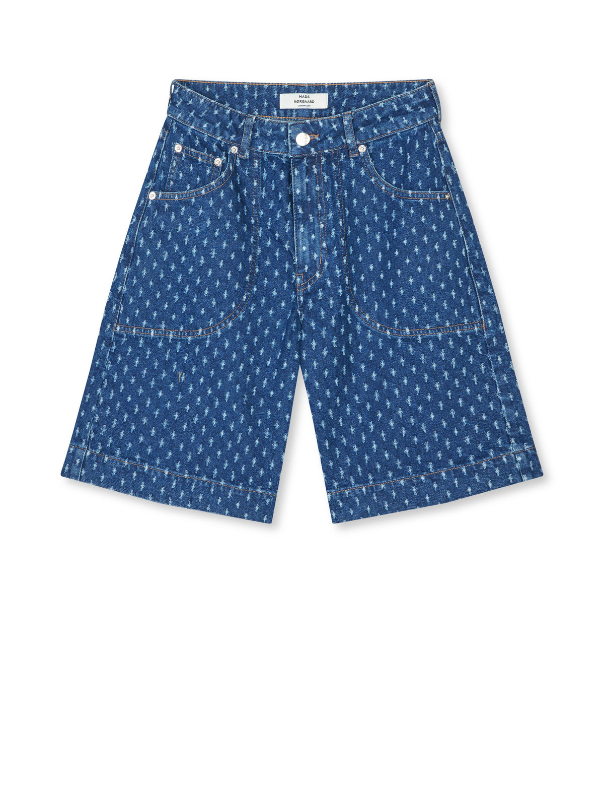 Distres Denim Rossy Shorts, Mid Blue Denim