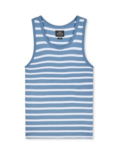 Trio Rib Tank Top, Riviera/White