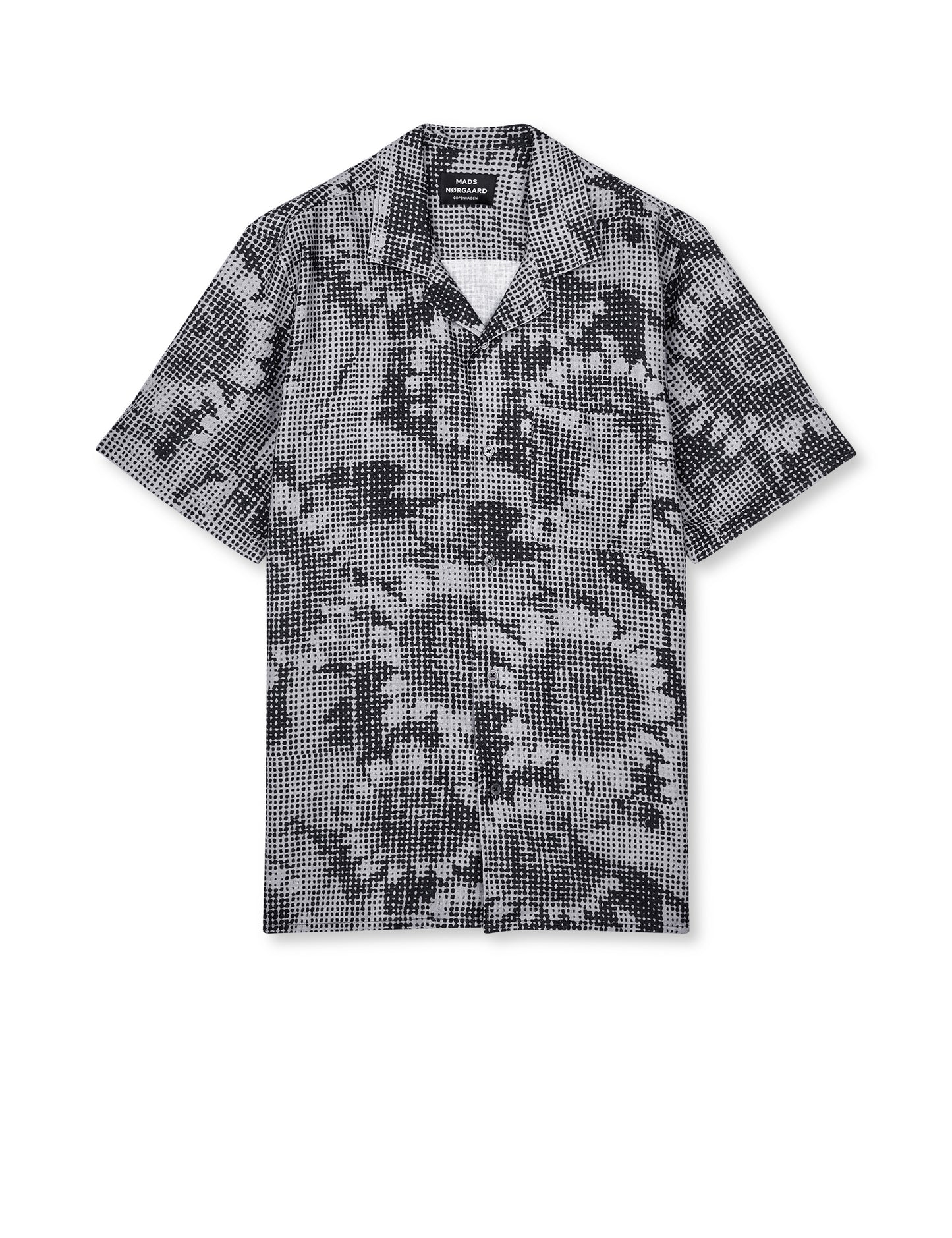 Cotton Linen Kenji AOP Shirt SS, Plaza Taupe/Sky Captain AOP