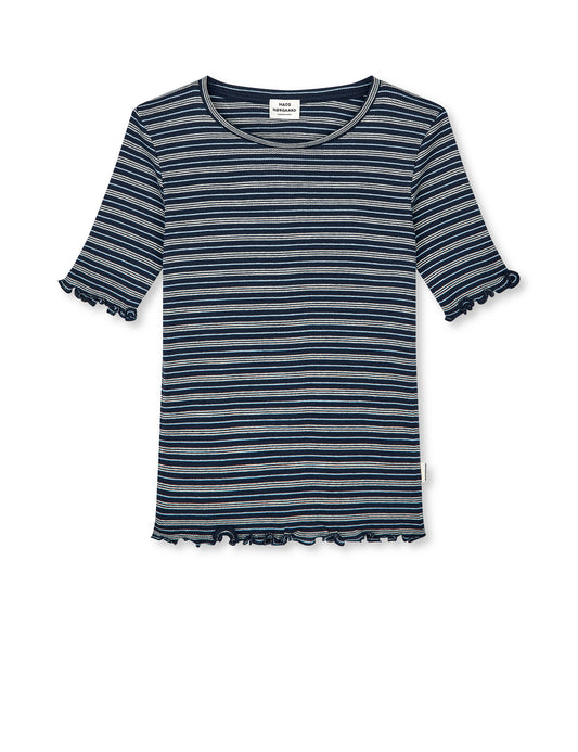 2x2 Cotton Stripe Stripe Tuviana Tee, Sky Captain/Vanilla Ice/Cashme