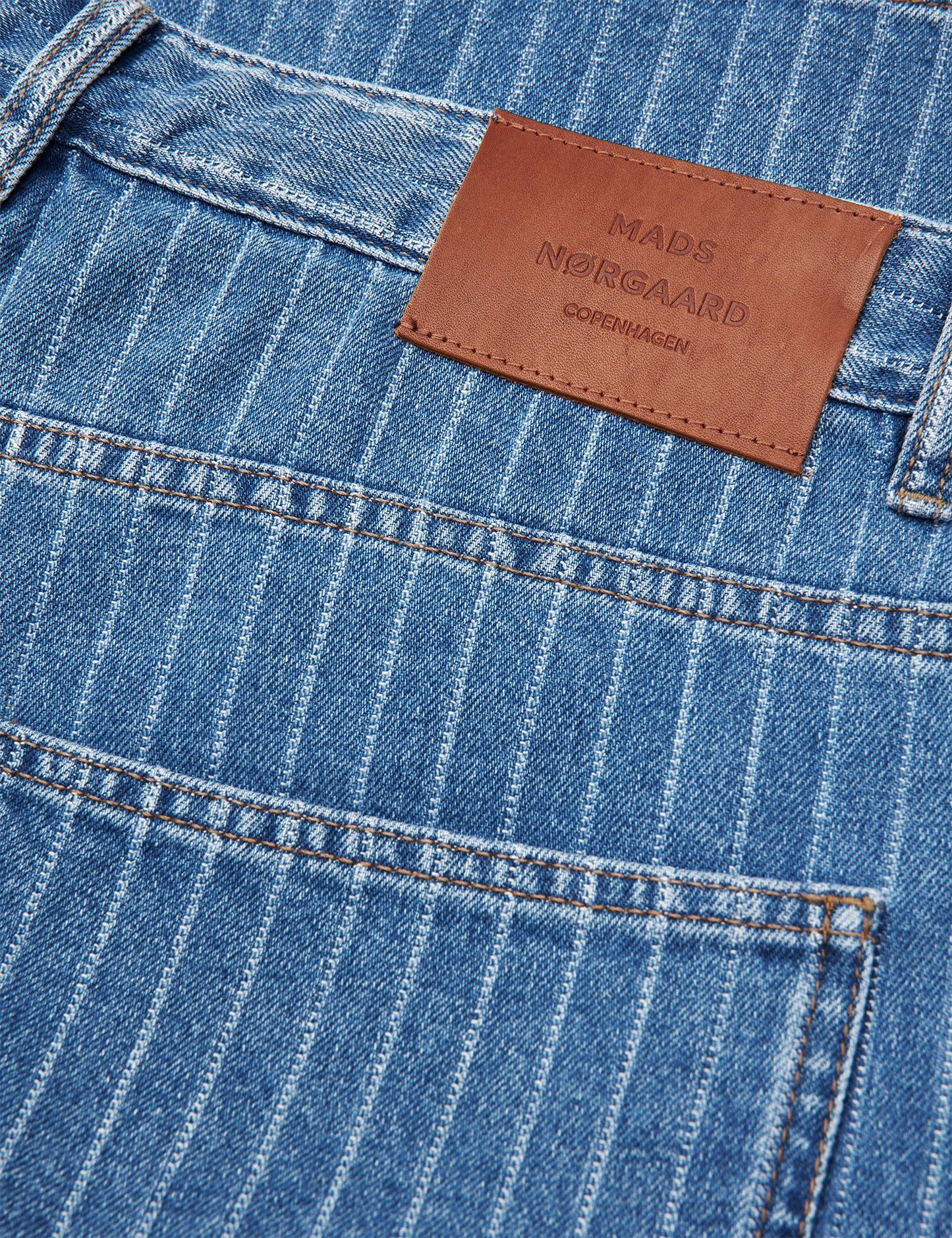 Striped Denim Hannes Shorts, Light Blue Wash