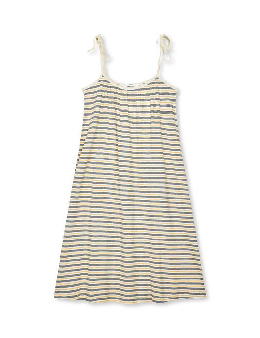 2x2 Cotton Stripe Stine Dress, Vanilla Ice/Sky Captain/Zinnia