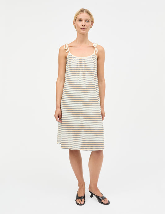 2x2 Cotton Stripe Stine Dress, Vanilla Ice/Sky Captain/Zinnia