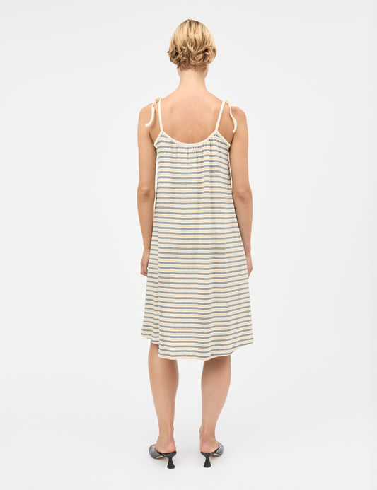 2x2 Cotton Stripe Stine Dress, Vanilla Ice/Sky Captain/Zinnia