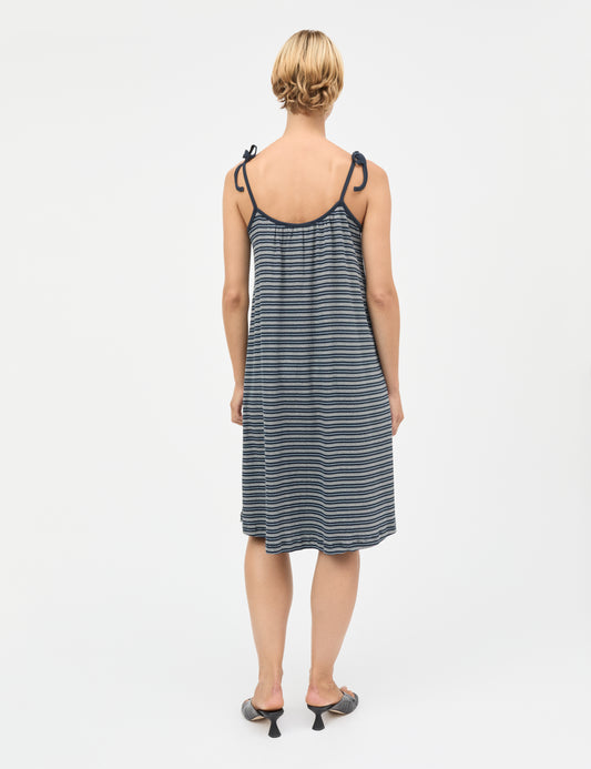 2x2 Cotton Stripe Stine Dress, Sky Captain/Vanilla Ice/Cashme