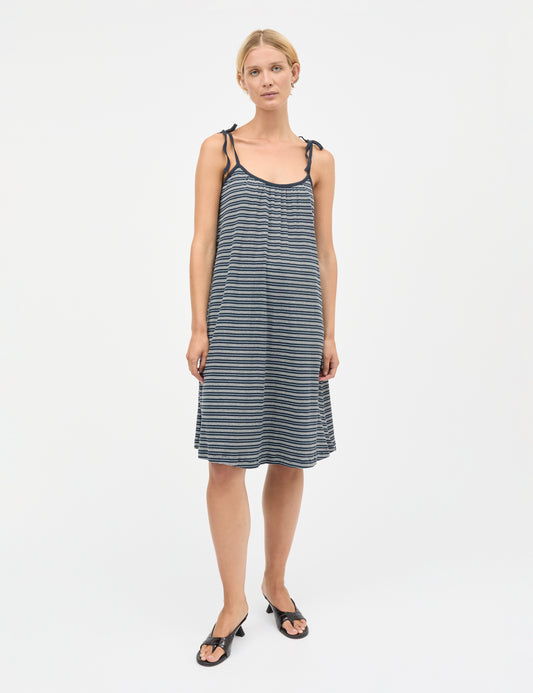 2x2 Cotton Stripe Stine Dress, Sky Captain/Vanilla Ice/Cashme