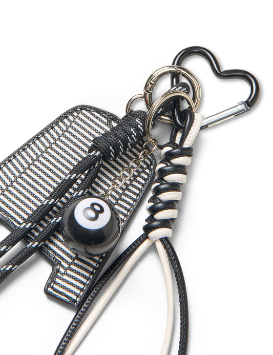 MN Stripe Tee Keychain, Black/White