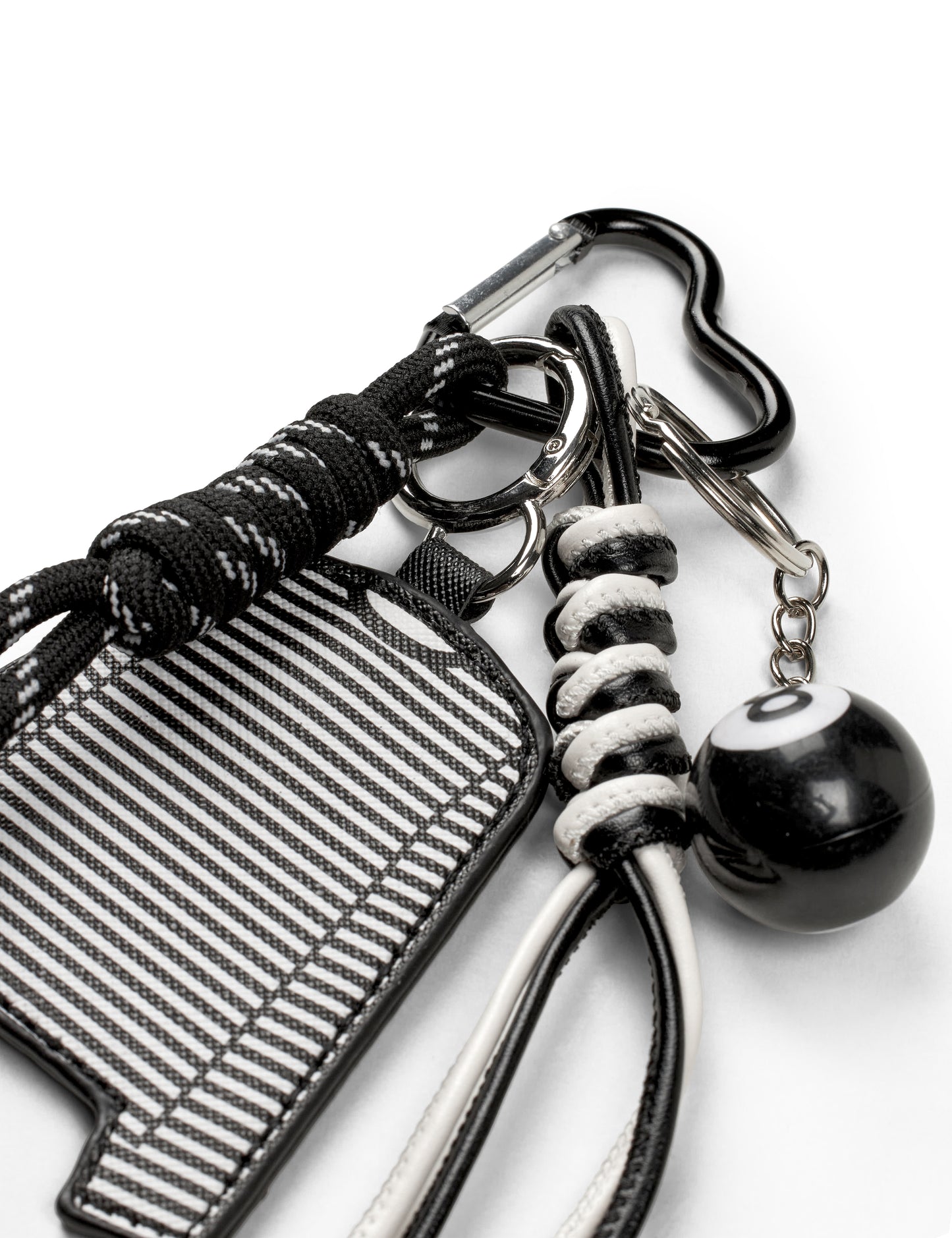 MN Stripe Tee Keychain, Black/White