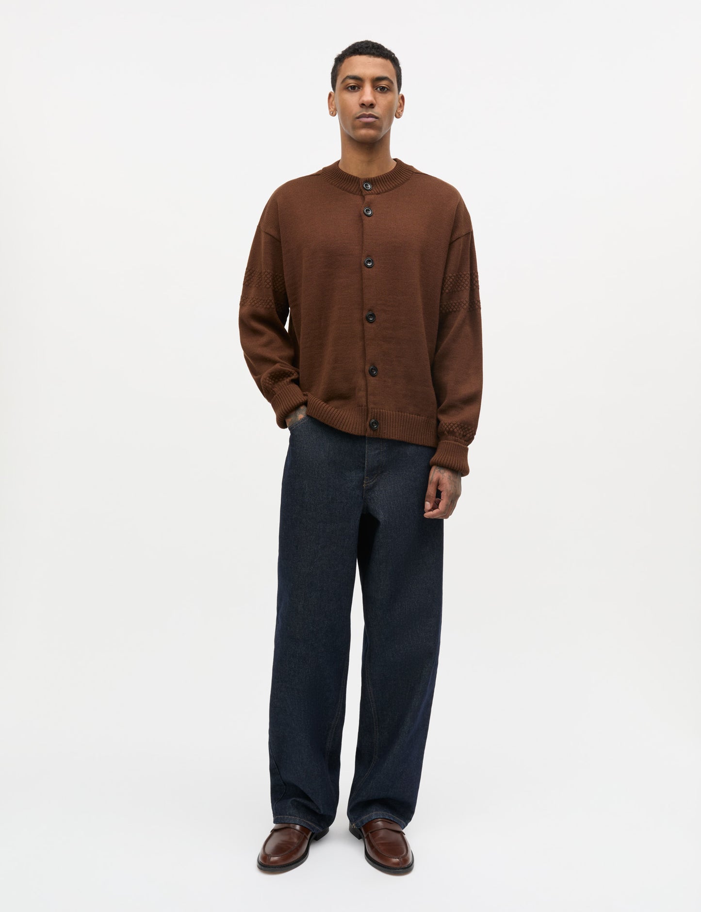 Wool Kjeld Cardigan Knit, Cocoa