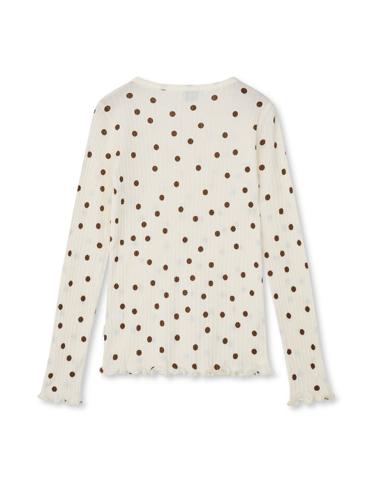 Pointella Trudy Tee LS AOP, Vanilla Ice/Cocoa