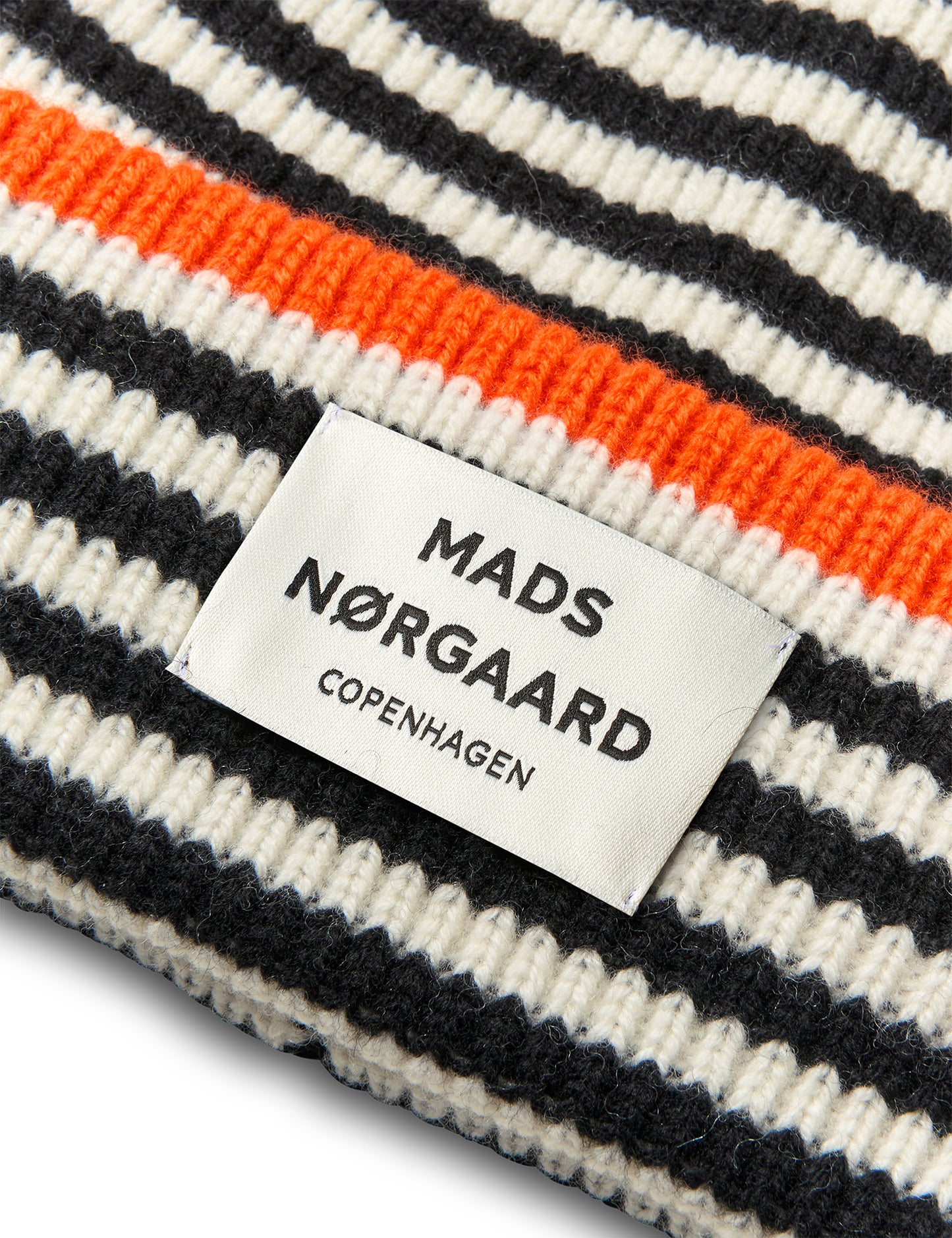One Wool Anju Stripe Beanie, Black/Vanilla Ice