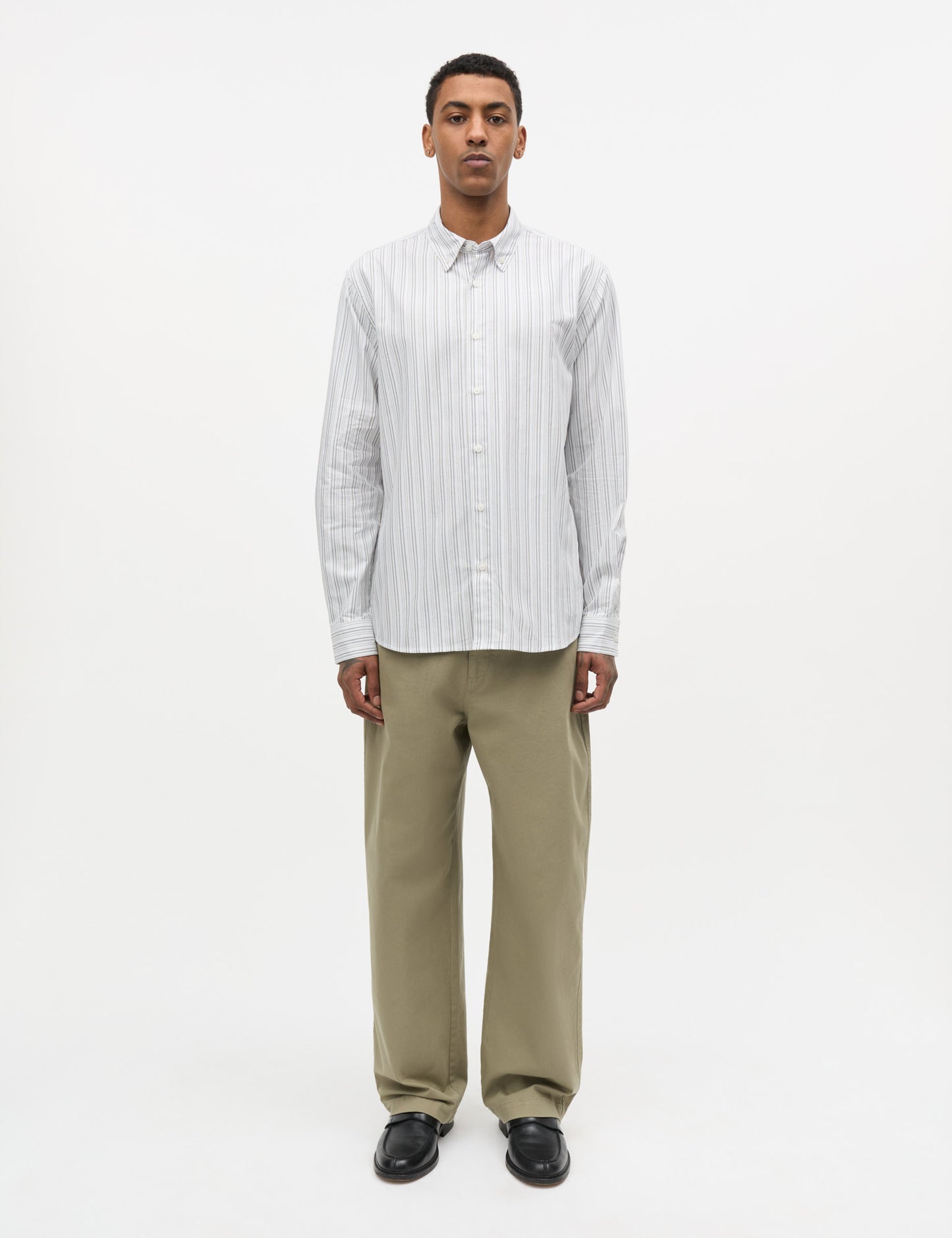 Oxford Sune Stripe Shirt BD FAV, White/Tarmac