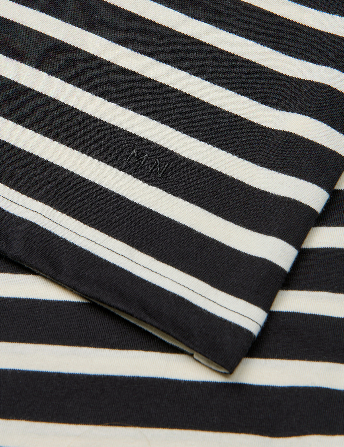 Cotton Jersey Stripe Frode Tee LS, Black/Vanilla Ice