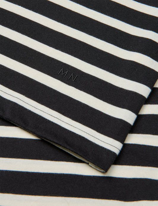 Cotton Jersey Stripe Frode Tee LS, Black/Vanilla Ice