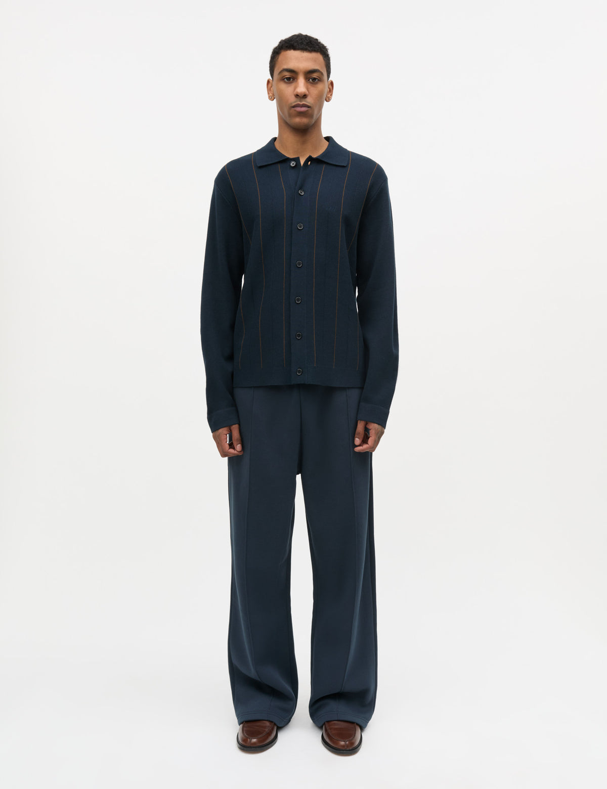 Classy Brando Polo LS Knit, Sky Captain