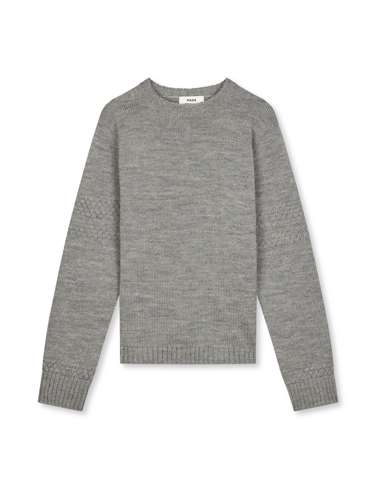 Wool Karoline Sweater, Mid Grey Melange