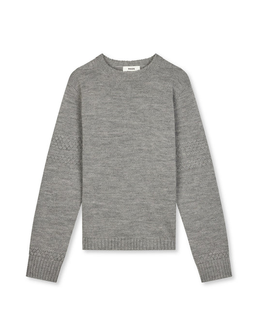 Wool Karoline Sweater, Mid Grey Melange
