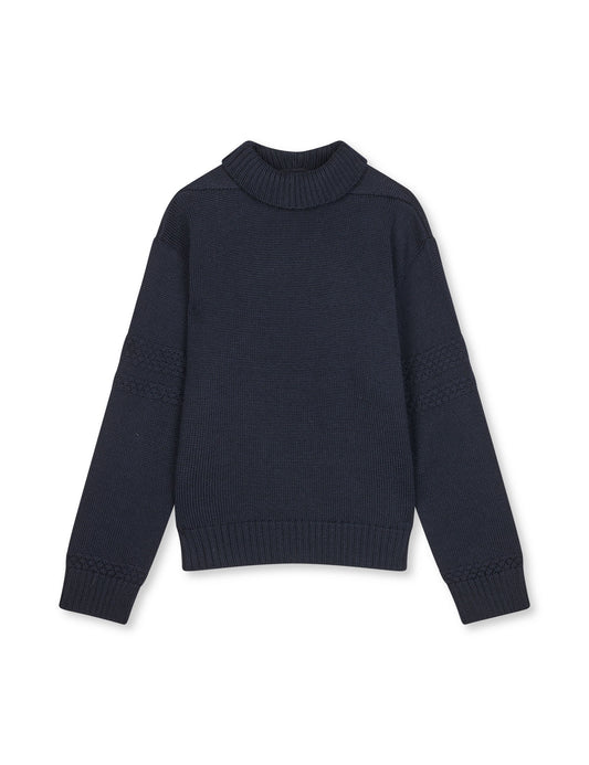Wool Berthe Turtleneck Sweater, Sky Captain