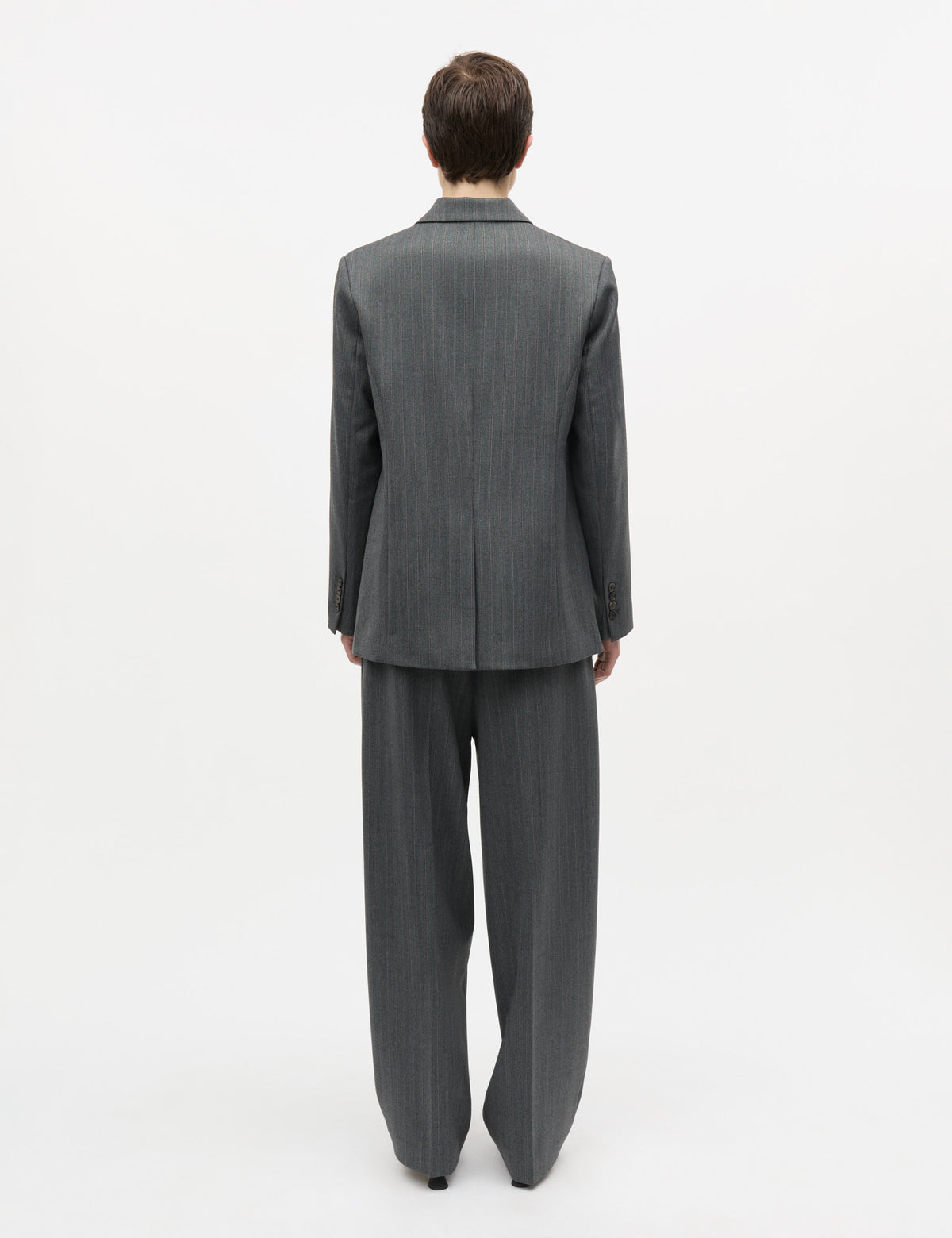 Herringbone Pin Maria Pants, Dark Grey Melange/Winetasting